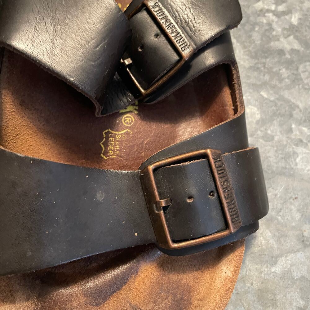 Birkenstock Milano Oiled Leather Sandals Mens 44 US 11 11.5 Black Dark Brown - Picture 4 of 12